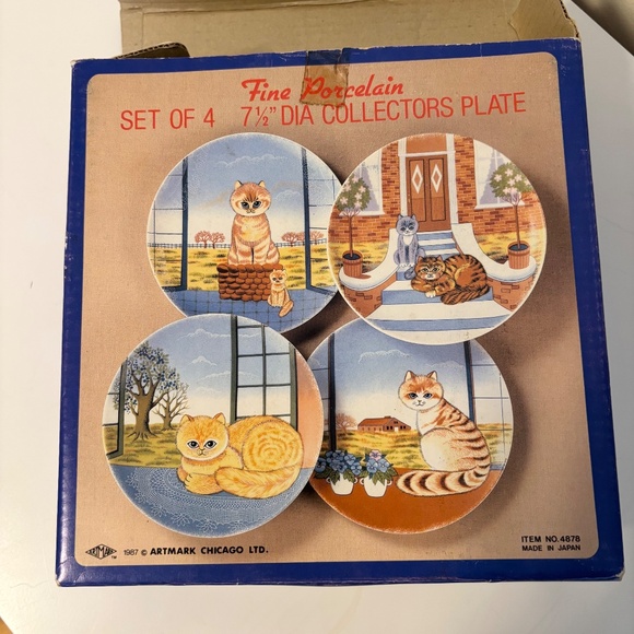 Artmark 1987 Porcelain 7.5” Collectible Orange Cat Plate Hanging Wall Decor - Picture 3 of 3